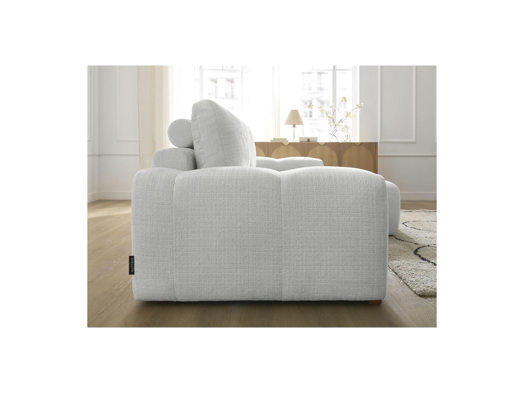 Anakin - Sofá esquinero reversible convertible con arcón - Tejido texturizado - 2 cojines