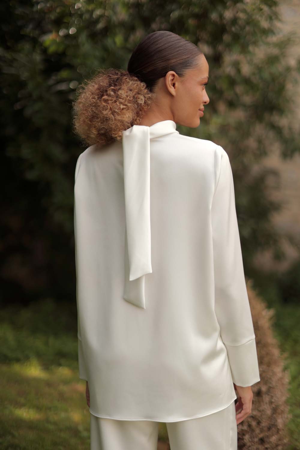 Blouse Claire Satin - Blanc