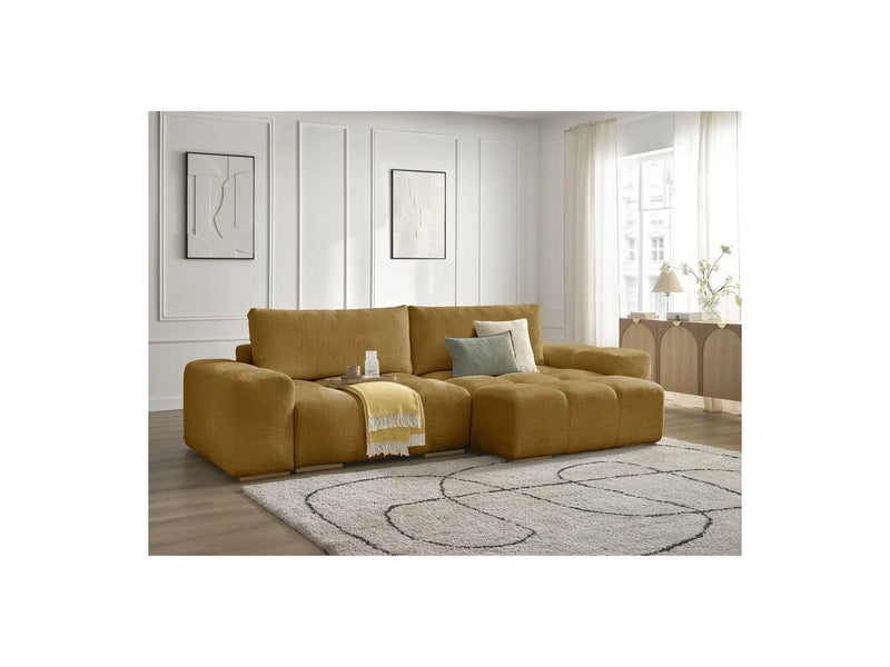 Canapé D'Angle Réversible Convertible Coffre - Anakin - Tissu Texturé - 2 Coussins