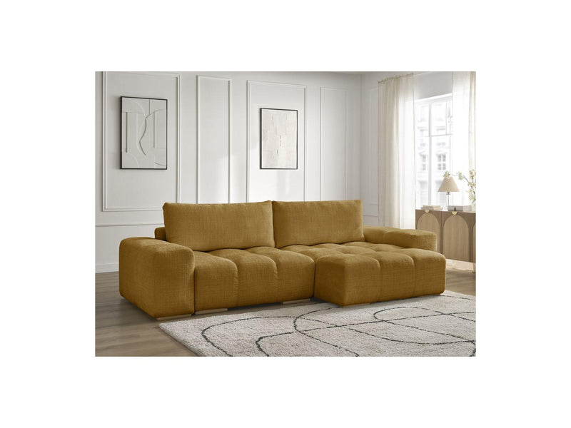 Canapé D'Angle Réversible Convertible Coffre - Anakin - Tissu Texturé - 2 Coussins