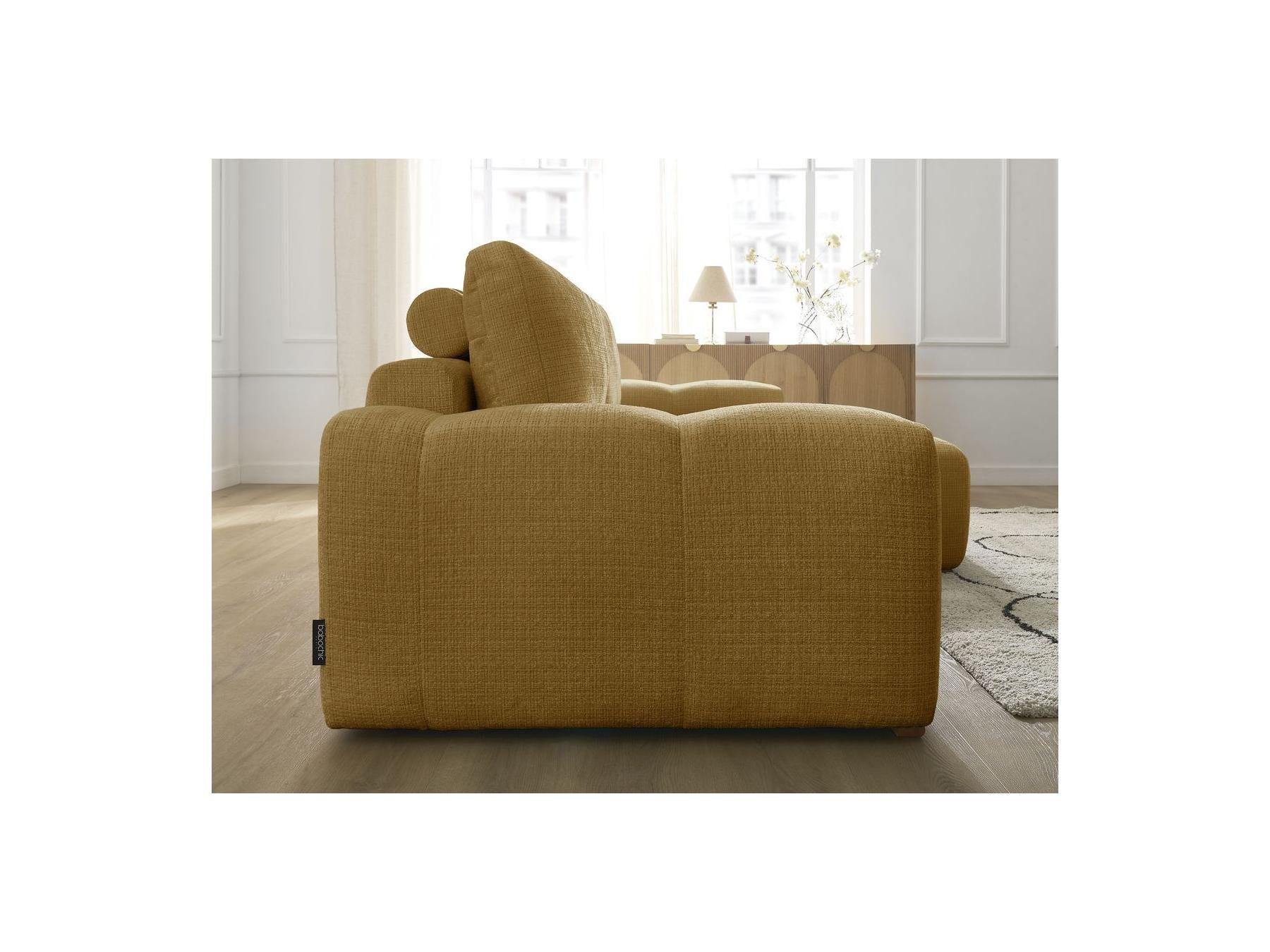Anakin - Sofá esquinero reversible convertible con arcón - Tejido texturizado - 2 cojines