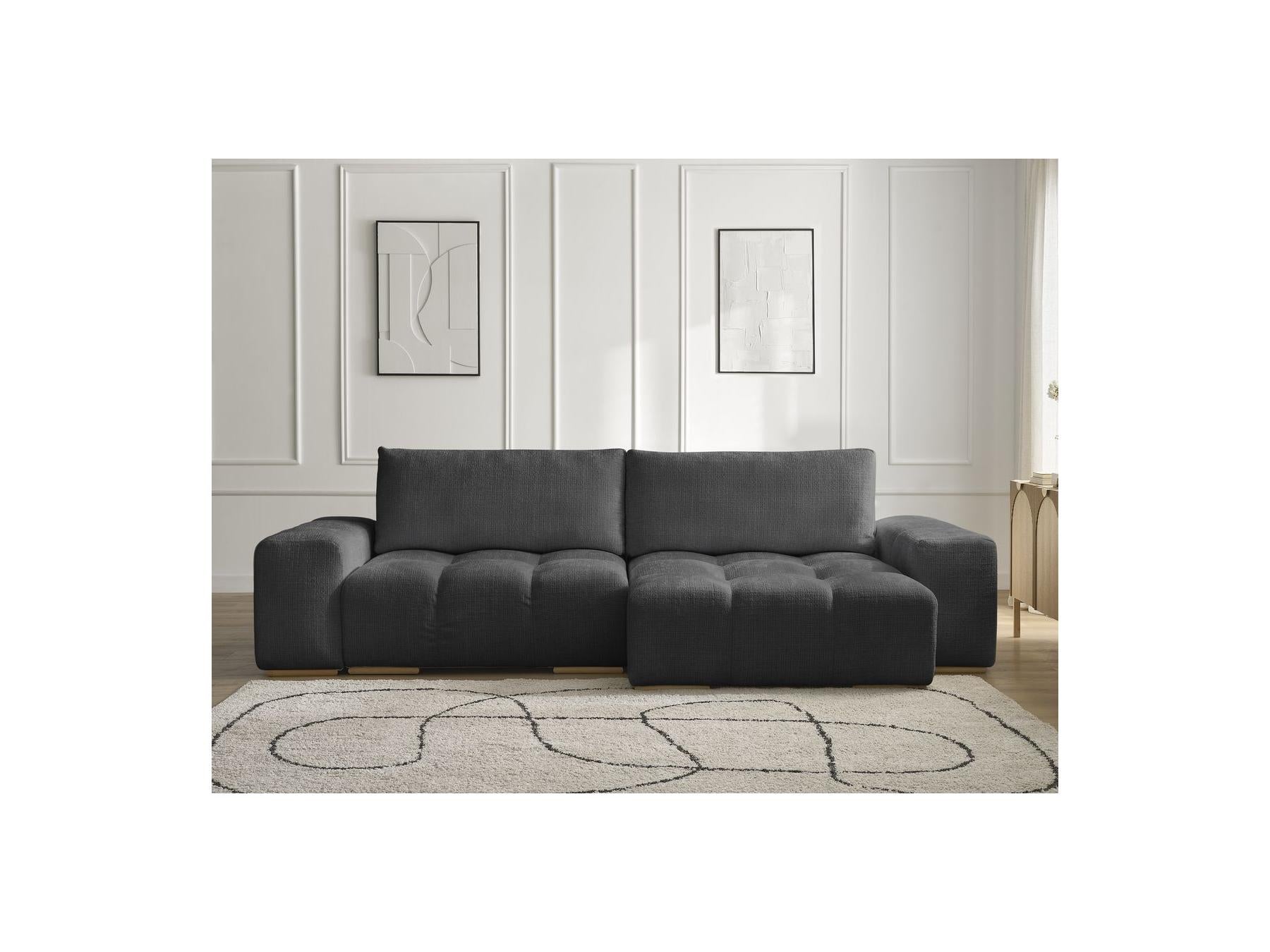 Anakin - Sofá esquinero reversible convertible con arcón - Tejido texturizado - 2 cojines