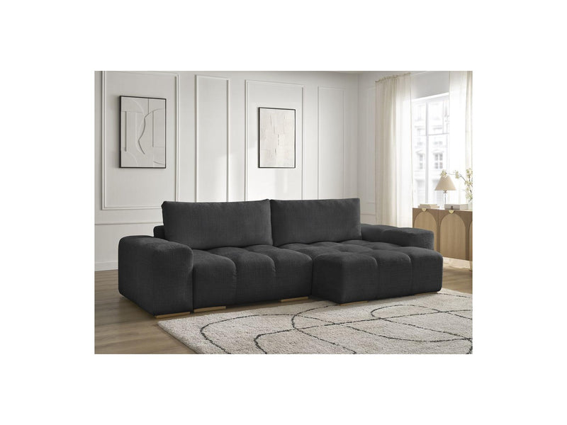 Canapé D'Angle Réversible Convertible Coffre - Anakin - Tissu Texturé - 2 Coussins