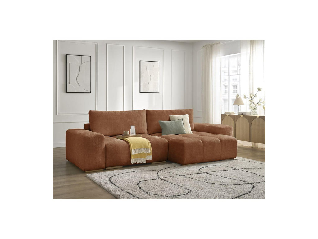 Anakin - Sofá esquinero reversible convertible con arcón - Tejido texturizado - 2 cojines