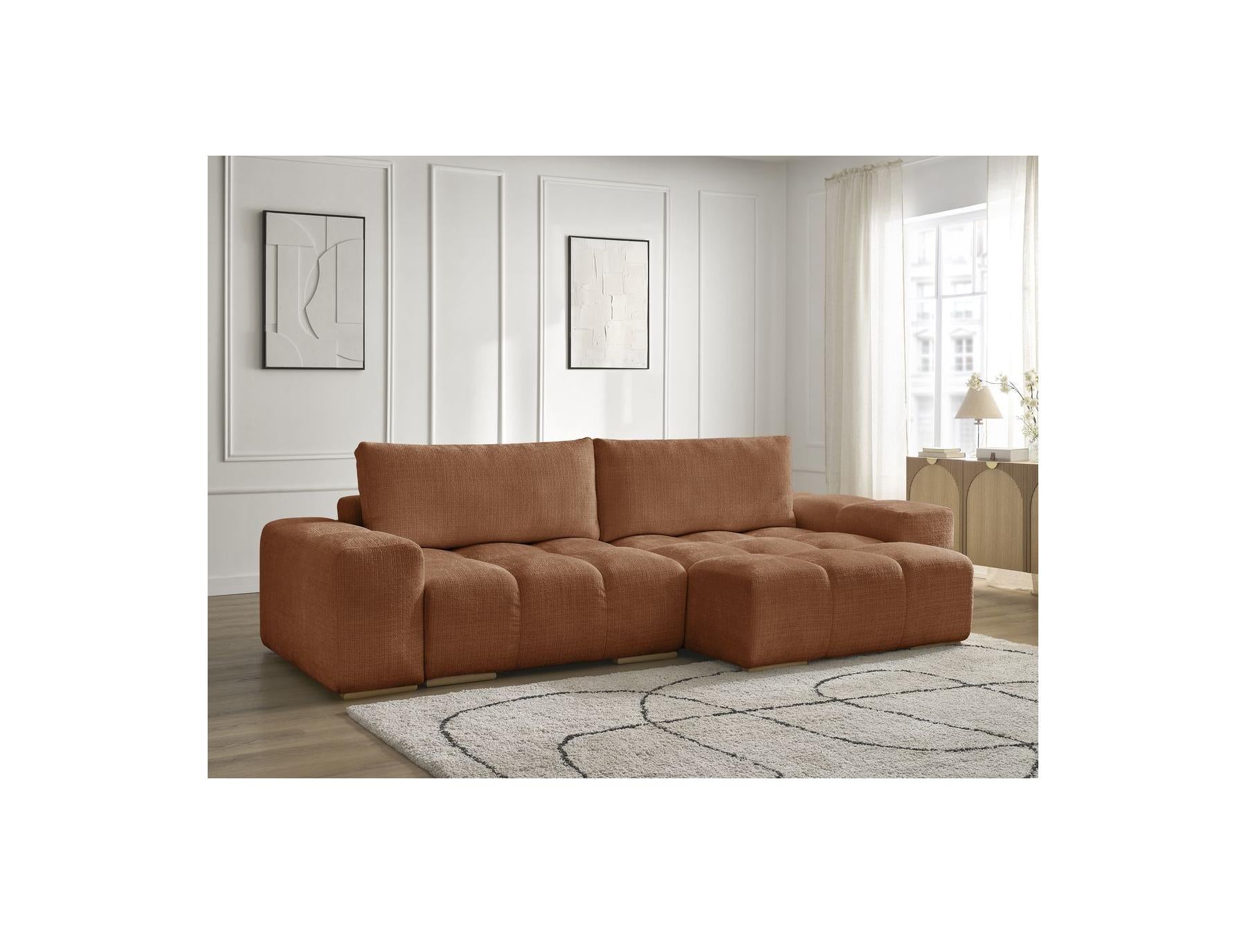 Anakin - Sofá esquinero reversible convertible con arcón - Tejido texturizado - 2 cojines