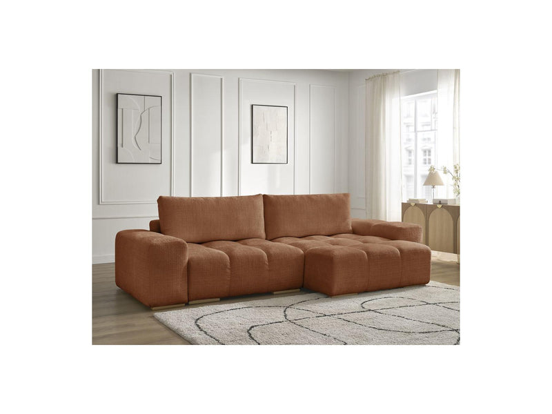 Canapé D'Angle Réversible Convertible Coffre - Anakin - Tissu Texturé - 2 Coussins