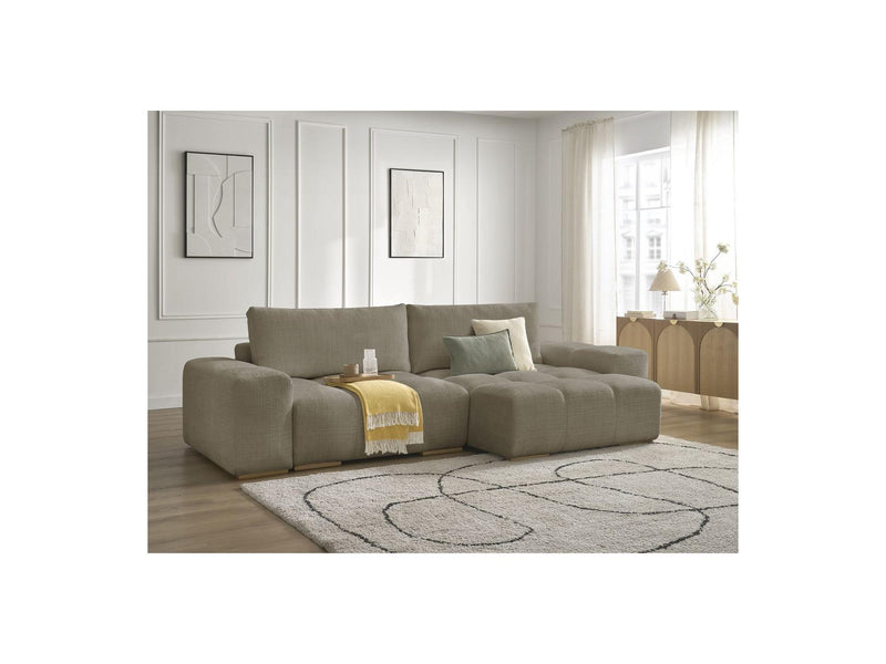 Canapé D'Angle Réversible Convertible Coffre - Anakin - Tissu Texturé - 2 Coussins