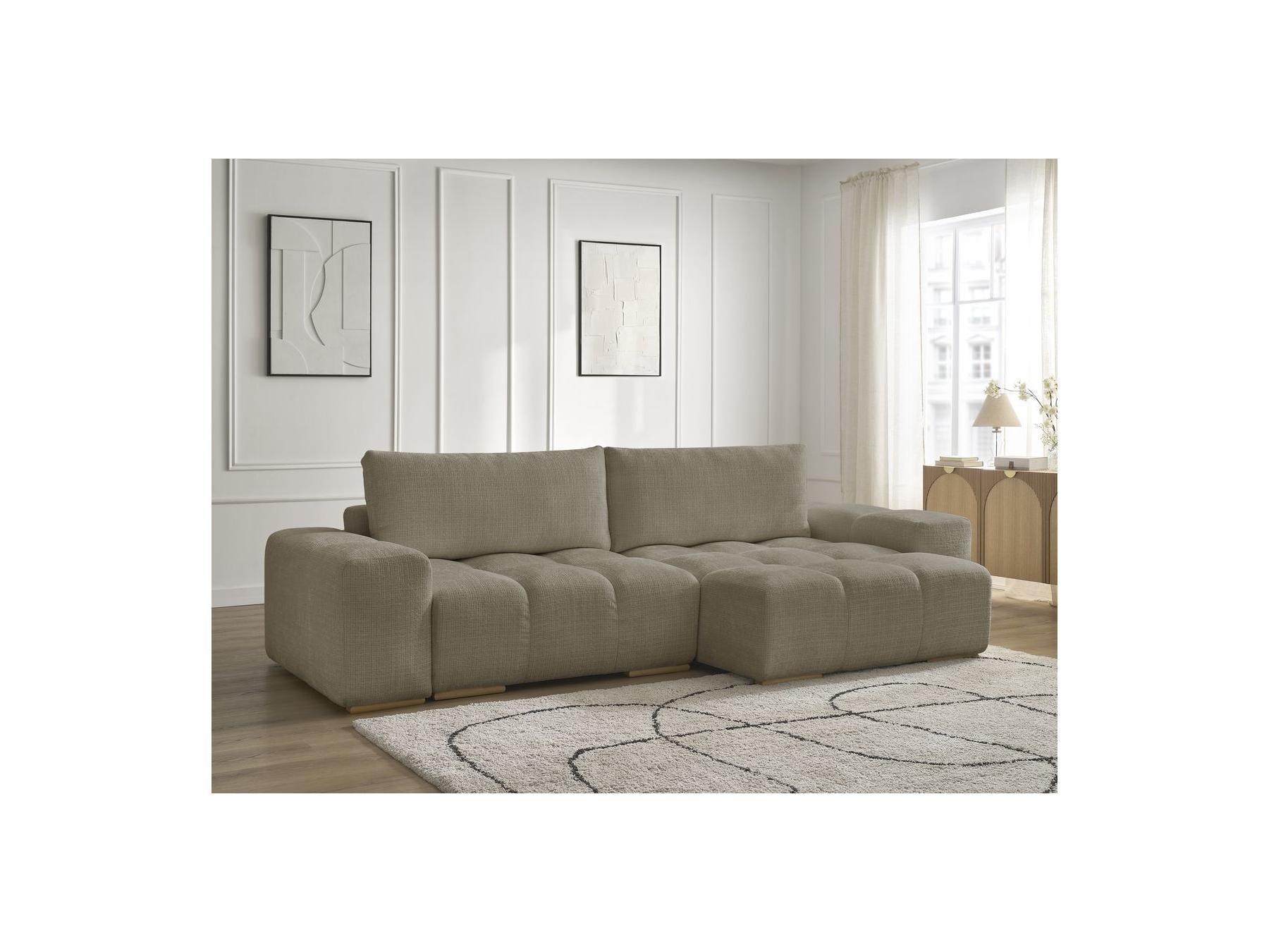 Anakin - Sofá esquinero reversible convertible con arcón - Tejido texturizado - 2 cojines