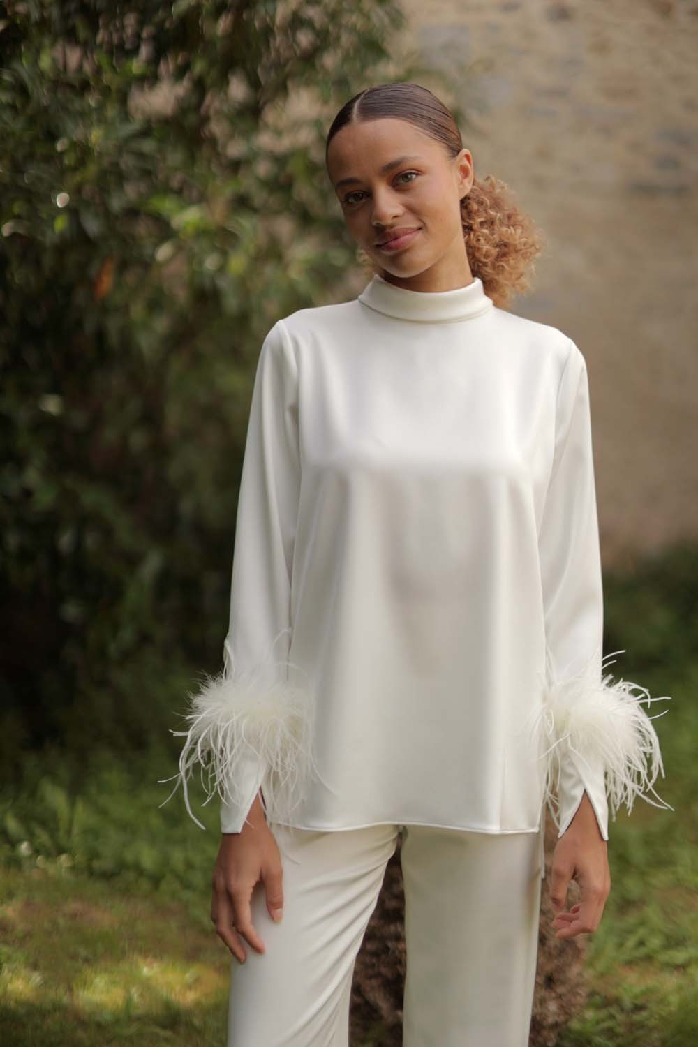 Blouse Claire Satin - Blanc