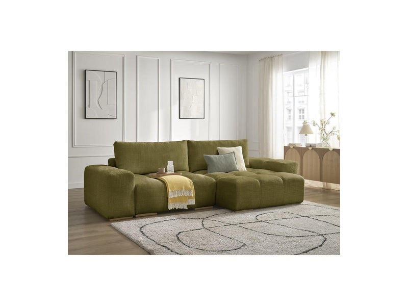 Canapé D'Angle Réversible Convertible Coffre - Anakin - Tissu Texturé - 2 Coussins