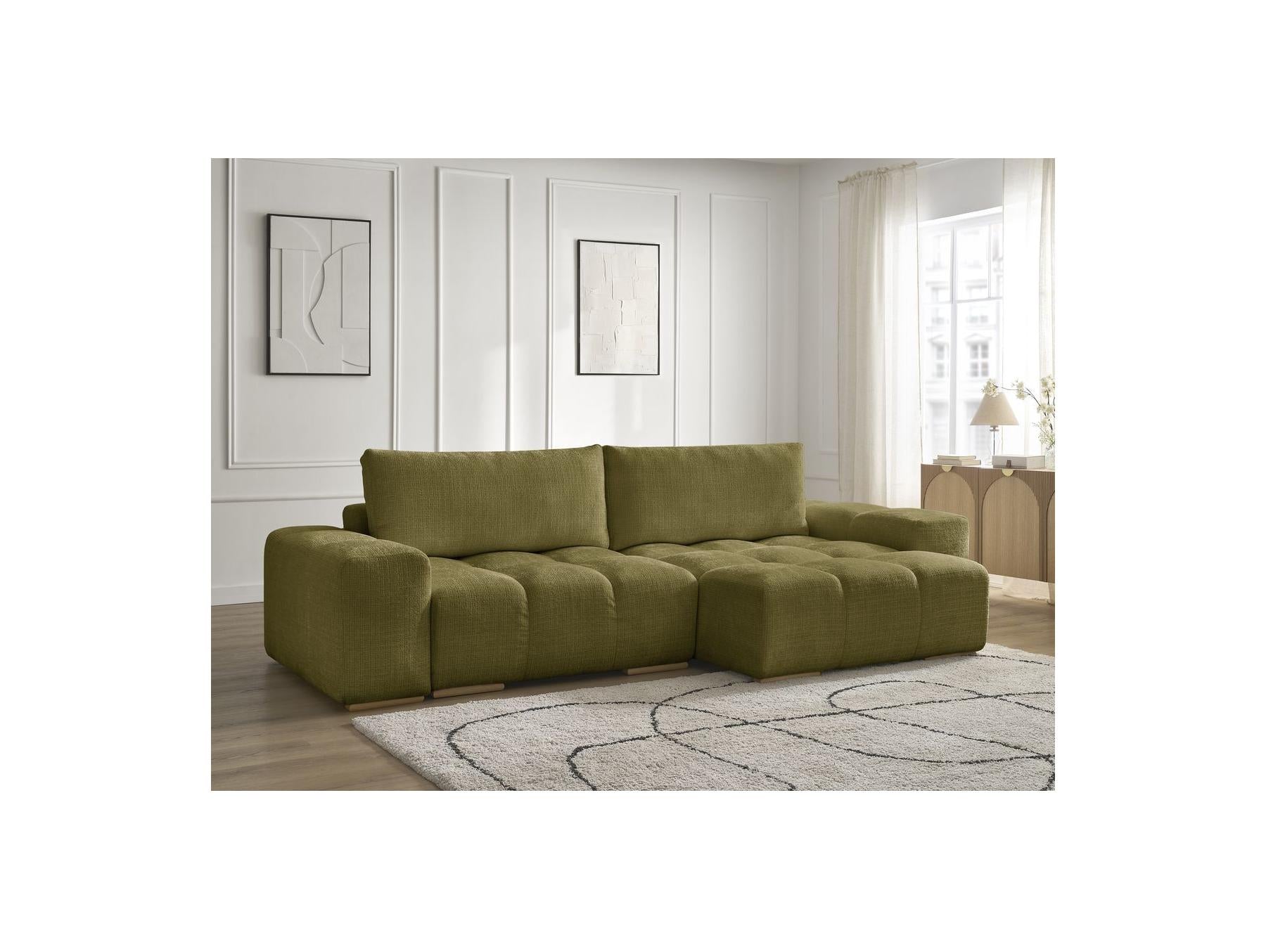 Anakin - Sofá esquinero reversible convertible con arcón - Tejido texturizado - 2 cojines