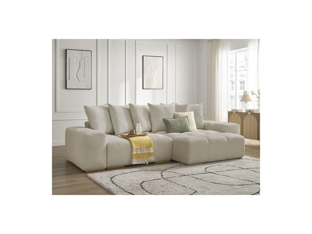 Anakin - Reversible Convertible Corner Sofa with Storage - Textured Fabric - 6 Cushions