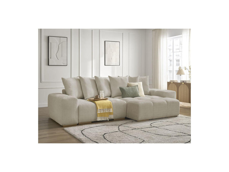 Canapé D'Angle Réversible Convertible Coffre - Anakin - Tissu Texturé - 6 Coussins