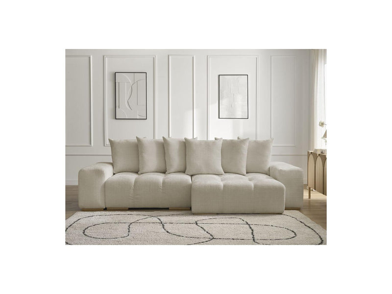 Canapé D'Angle Réversible Convertible Coffre - Anakin - Tissu Texturé - 6 Coussins