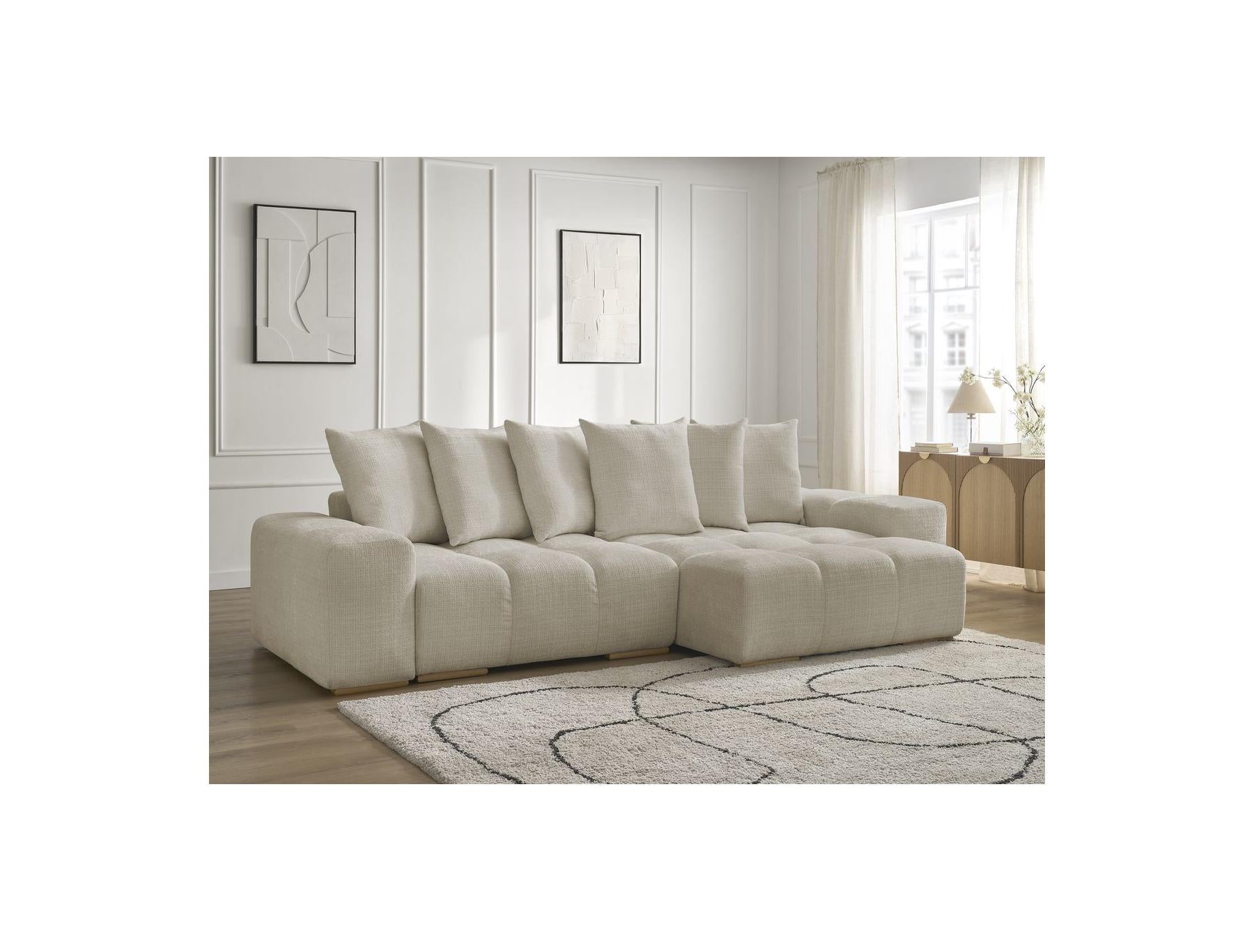 Anakin - Reversible Convertible Corner Sofa with Storage - Textured Fabric - 6 Cushions