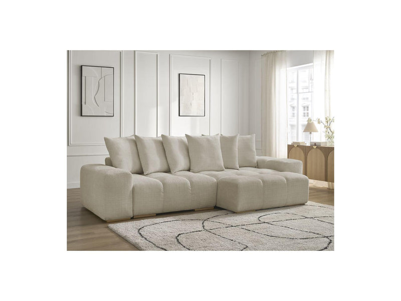Canapé D'Angle Réversible Convertible Coffre - Anakin - Tissu Texturé - 6 Coussins