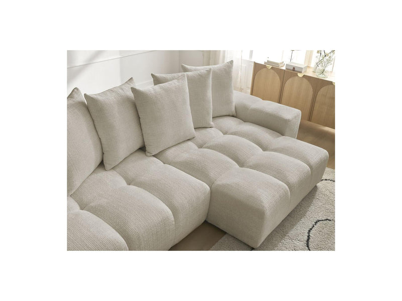 Canapé D'Angle Réversible Convertible Coffre - Anakin - Tissu Texturé - 6 Coussins