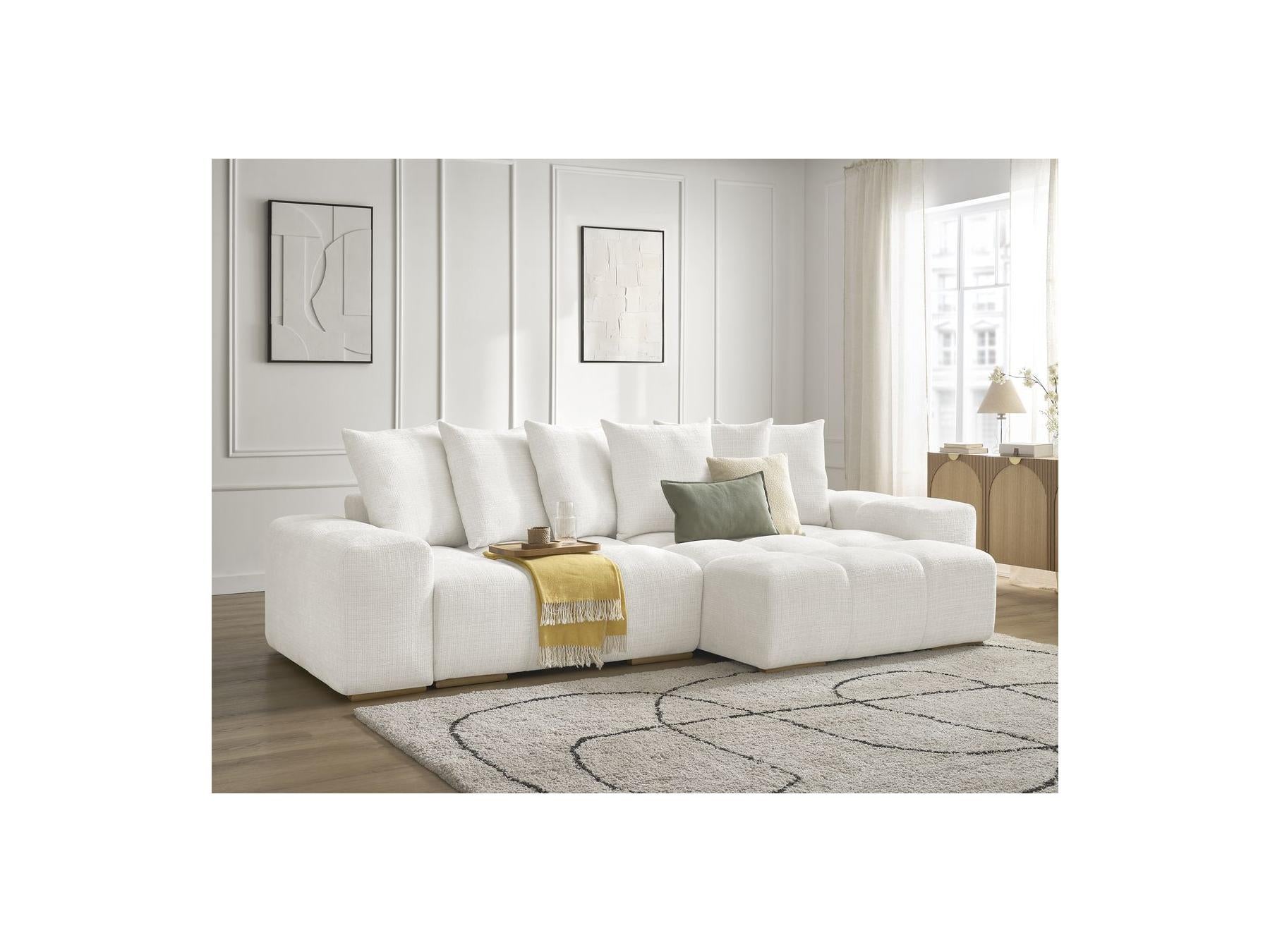 Anakin - Reversible Convertible Corner Sofa with Storage - Textured Fabric - 6 Cushions