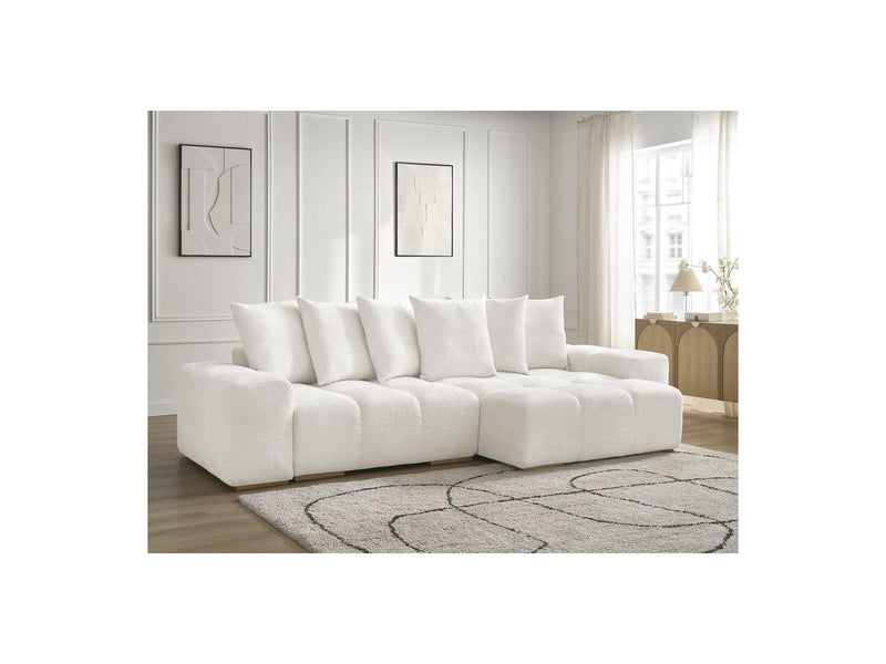 Canapé D'Angle Réversible Convertible Coffre - Anakin - Tissu Texturé - 6 Coussins