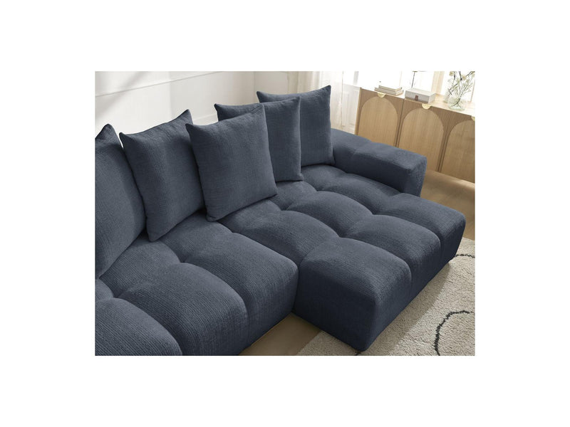 Canapé D'Angle Réversible Convertible Coffre - Anakin - Tissu Texturé - 6 Coussins