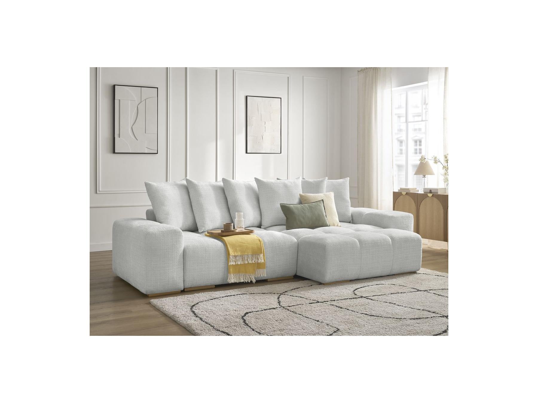 Anakin - Reversible Convertible Corner Sofa with Storage - Textured Fabric - 6 Cushions