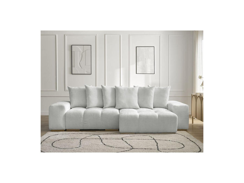 Canapé D'Angle Réversible Convertible Coffre - Anakin - Tissu Texturé - 6 Coussins
