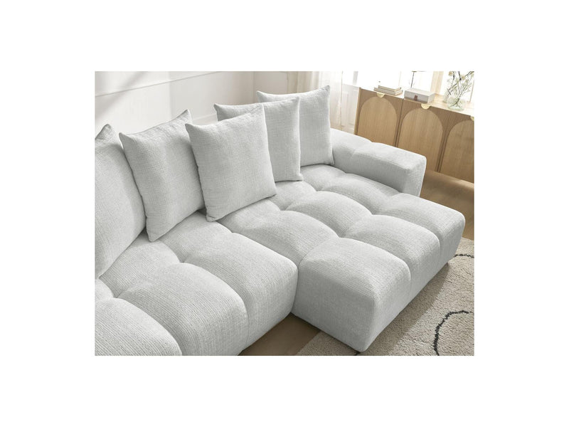 Canapé D'Angle Réversible Convertible Coffre - Anakin - Tissu Texturé - 6 Coussins