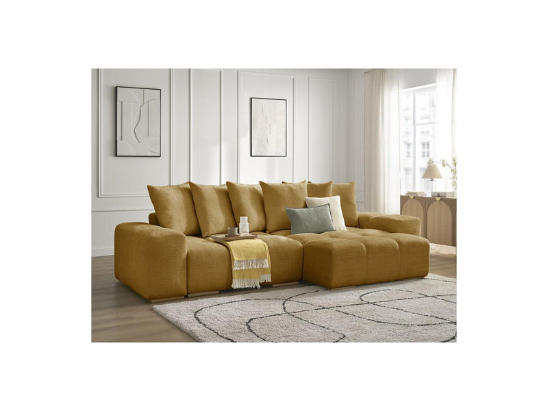Canapé D'Angle Réversible Convertible Coffre - Anakin - Tissu Texturé - 6 Coussins