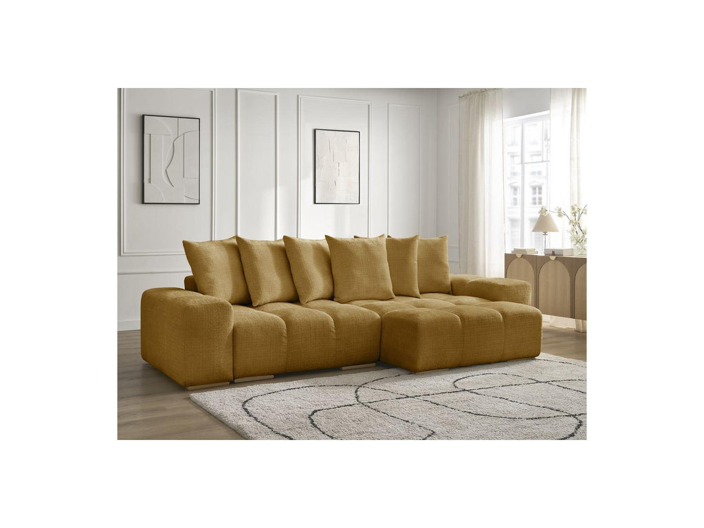 Anakin - Reversible Convertible Corner Sofa with Storage - Textured Fabric - 6 Cushions