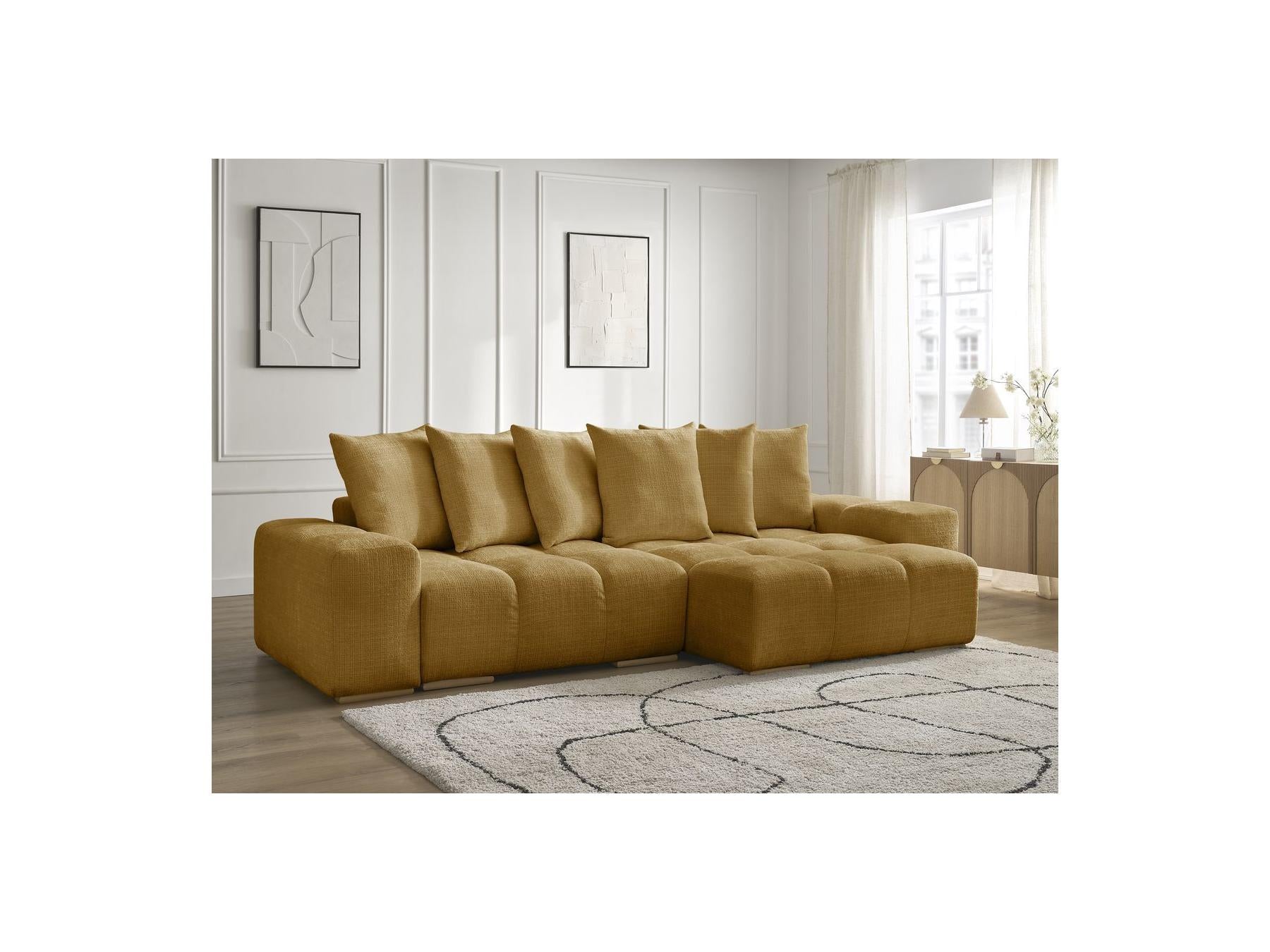 Anakin - Reversible Convertible Corner Sofa with Storage - Textured Fabric - 6 Cushions