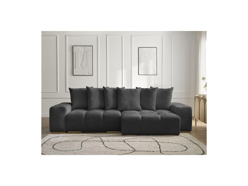 Canapé D'Angle Réversible Convertible Coffre - Anakin - Tissu Texturé - 6 Coussins