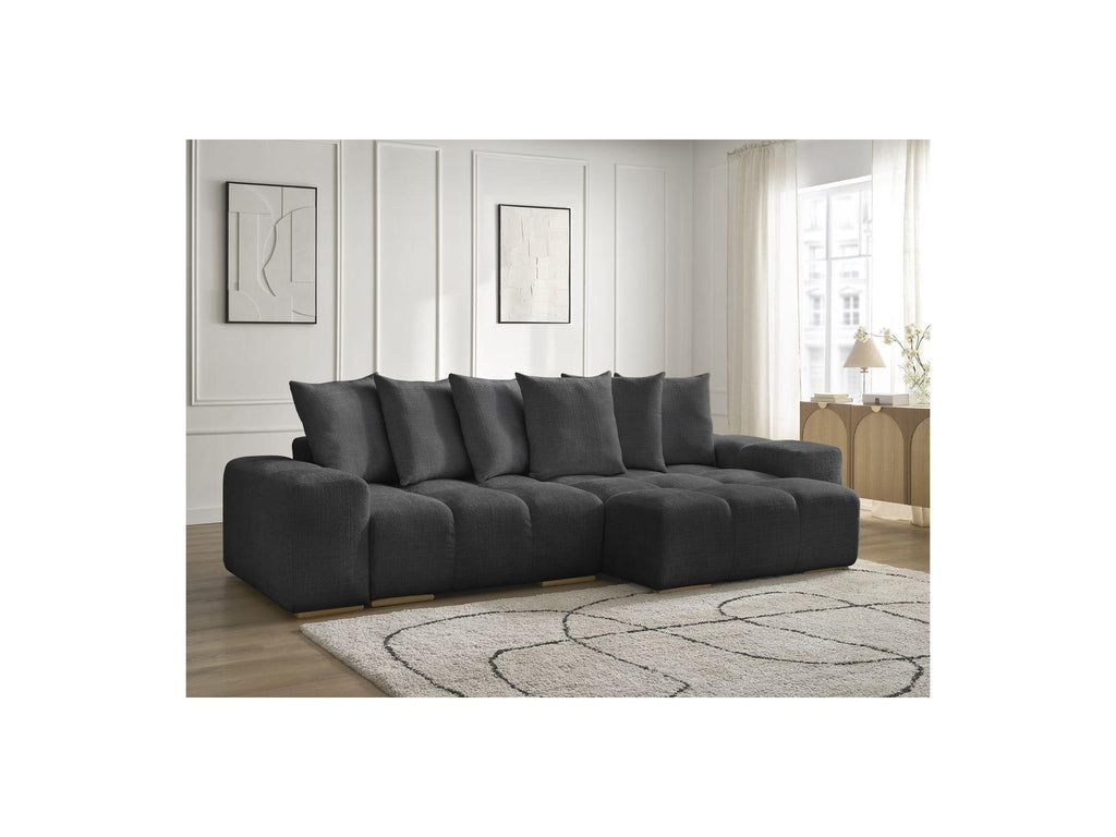 Anakin - Reversible Convertible Corner Sofa with Storage - Textured Fabric - 6 Cushions