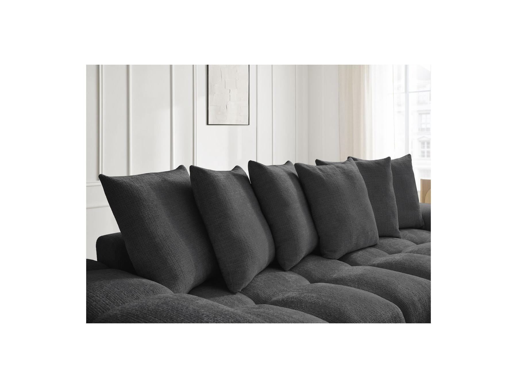 Anakin - Reversible Convertible Corner Sofa with Storage - Textured Fabric - 6 Cushions