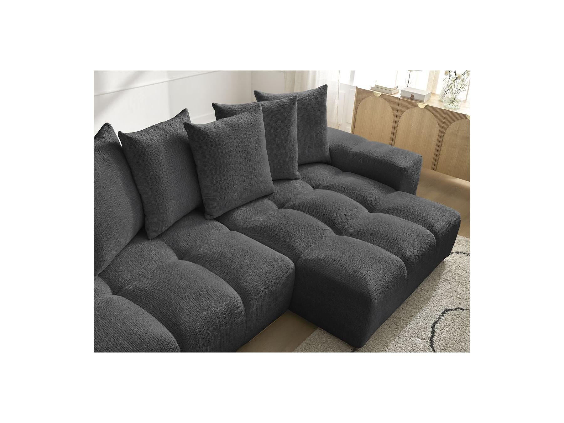 Anakin - Reversible Convertible Corner Sofa with Storage - Textured Fabric - 6 Cushions