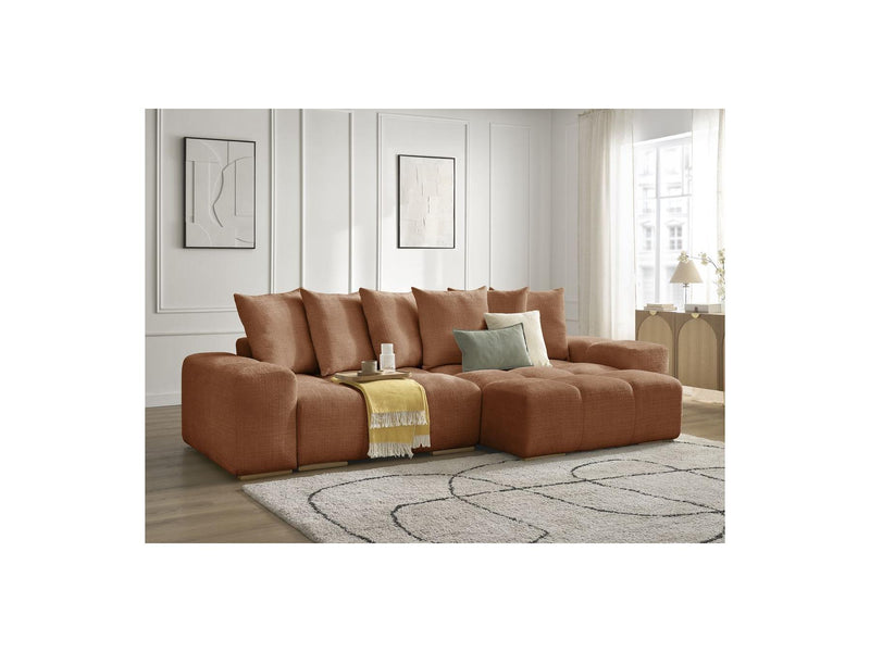 Canapé D'Angle Réversible Convertible Coffre - Anakin - Tissu Texturé - 6 Coussins