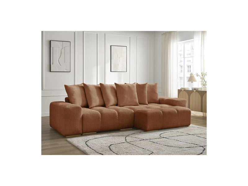 Canapé D'Angle Réversible Convertible Coffre - Anakin - Tissu Texturé - 6 Coussins