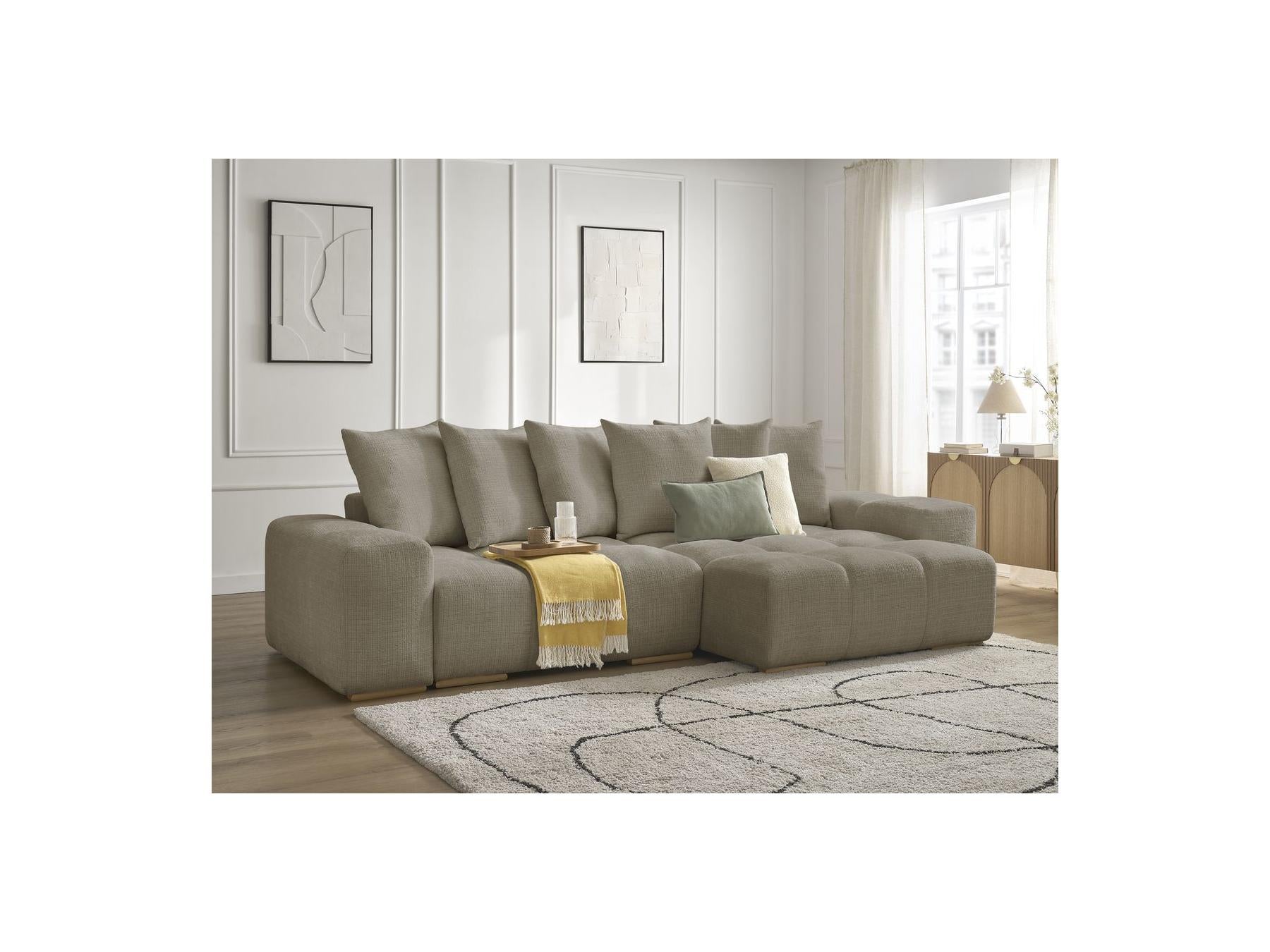 Anakin - Reversible Convertible Corner Sofa with Storage - Textured Fabric - 6 Cushions