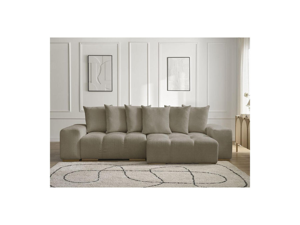 Anakin - Reversible Convertible Corner Sofa with Storage - Textured Fabric - 6 Cushions