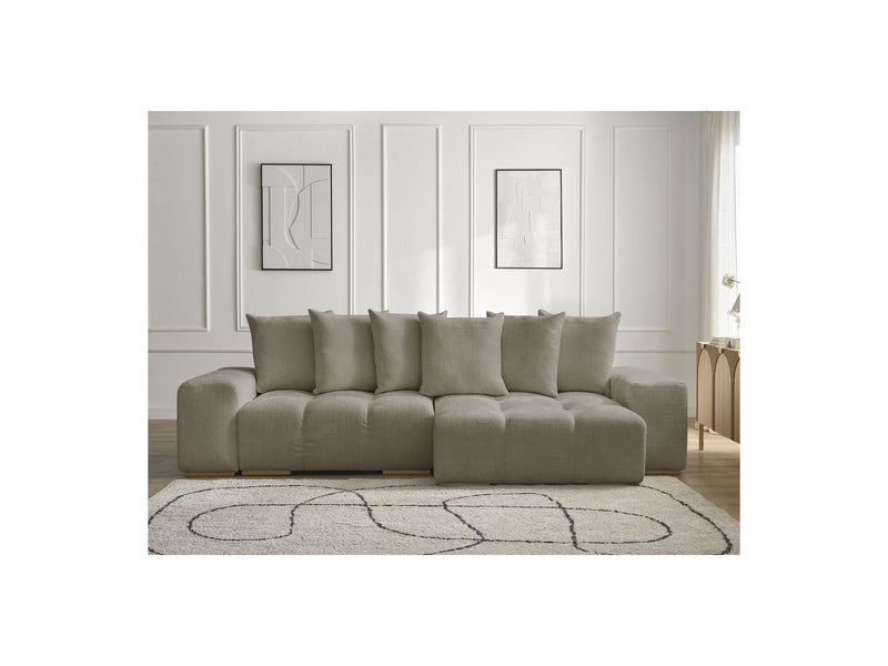 Canapé D'Angle Réversible Convertible Coffre - Anakin - Tissu Texturé - 6 Coussins