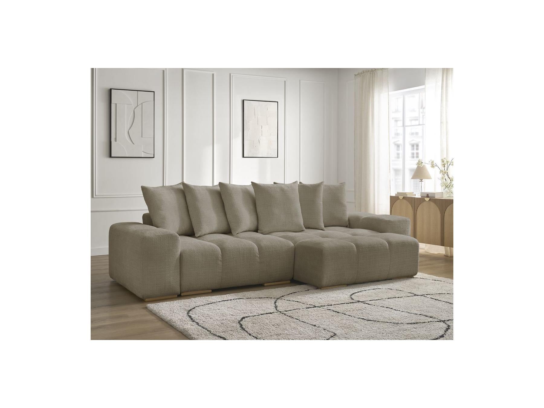 Anakin - Reversible Convertible Corner Sofa with Storage - Textured Fabric - 6 Cushions