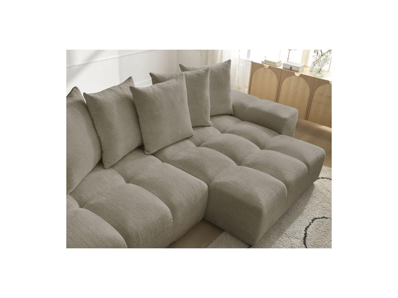 Canapé D'Angle Réversible Convertible Coffre - Anakin - Tissu Texturé - 6 Coussins