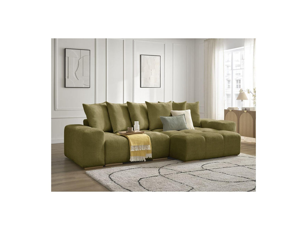 Anakin - Reversible Convertible Corner Sofa with Storage - Textured Fabric - 6 Cushions