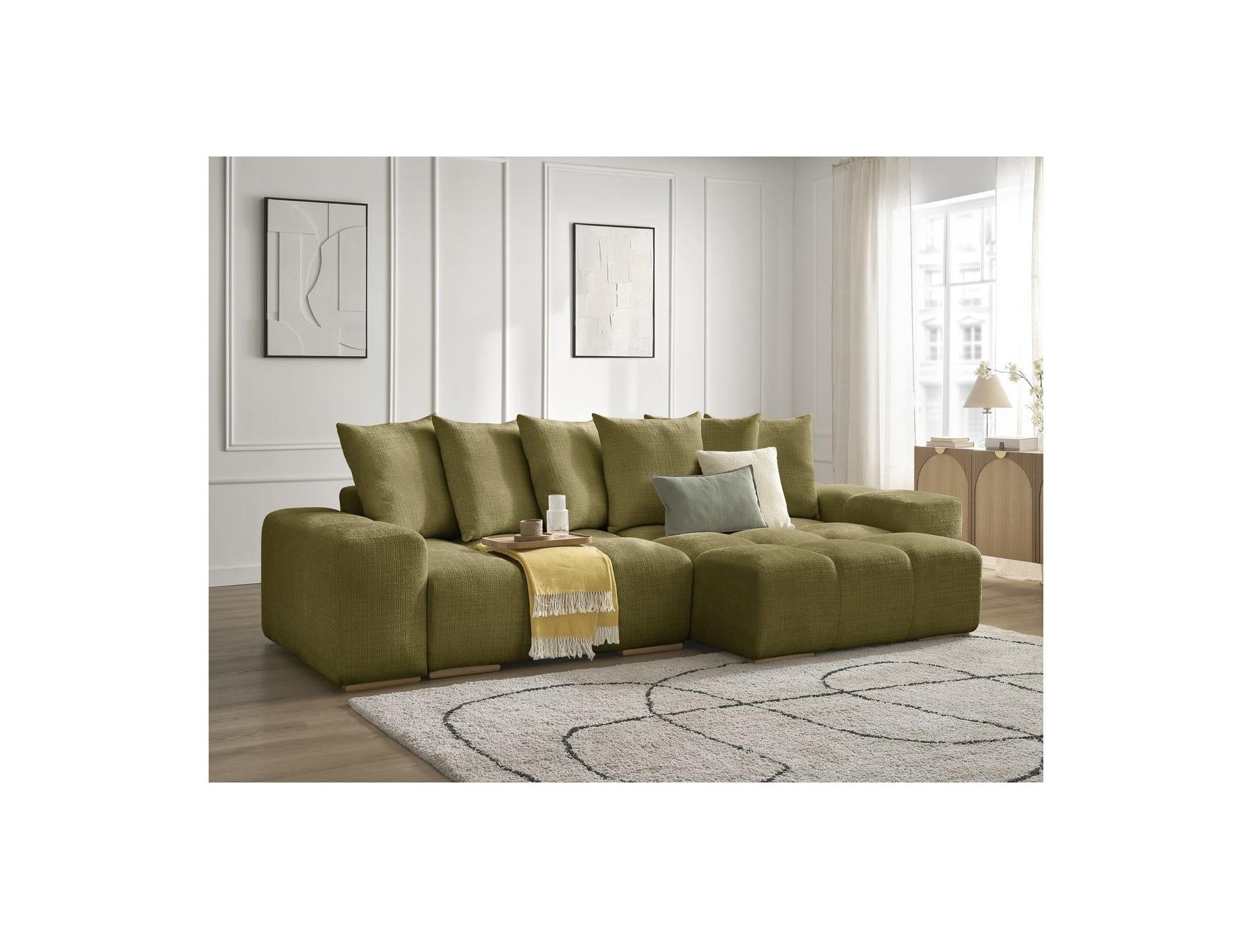 Anakin - Reversible Convertible Corner Sofa with Storage - Textured Fabric - 6 Cushions