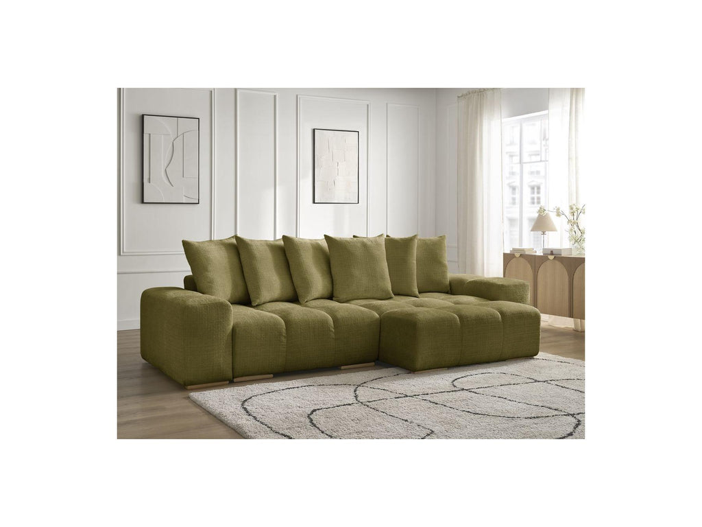 Anakin - Reversible Convertible Corner Sofa with Storage - Textured Fabric - 6 Cushions