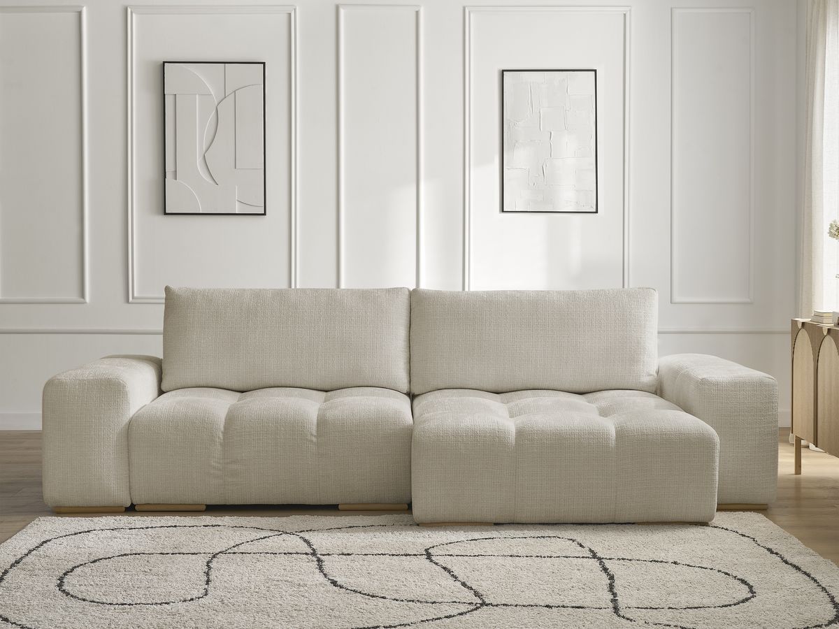 Anakin - Canapé D'Angle Réversible - Tissu Texturé - 2 Coussins