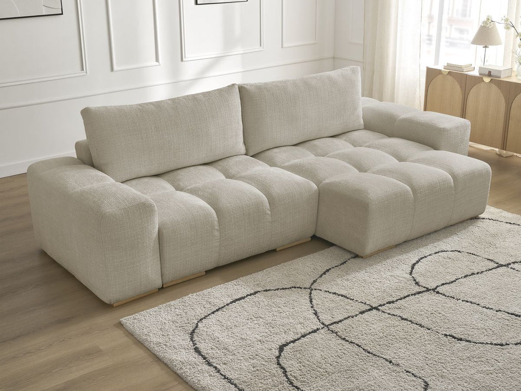 Anakin - Canapé D'Angle Réversible - Tissu Texturé - 2 Coussins