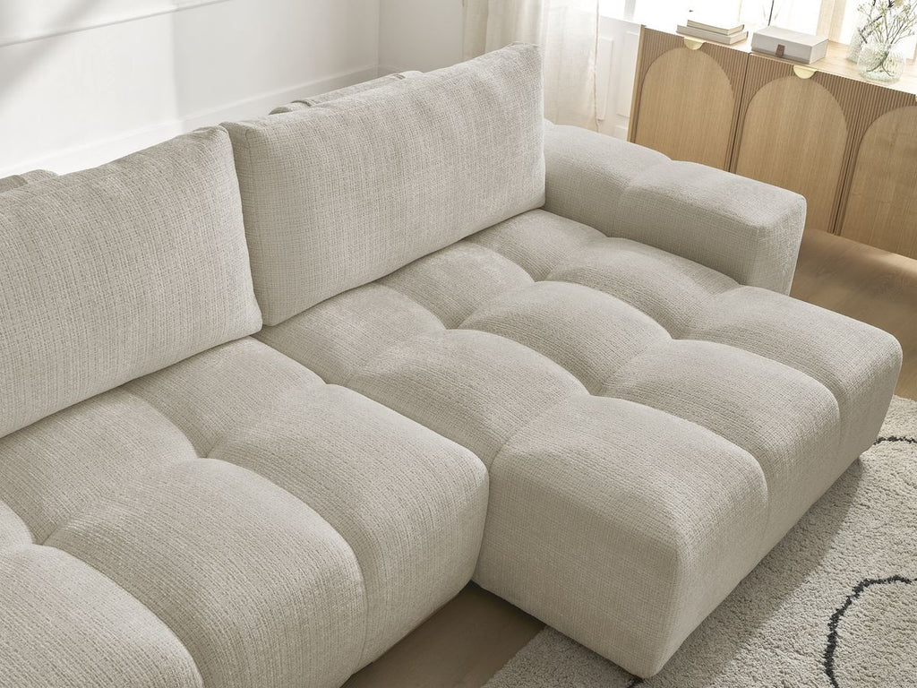 Anakin - Canapé D'Angle Réversible - Tissu Texturé - 2 Coussins