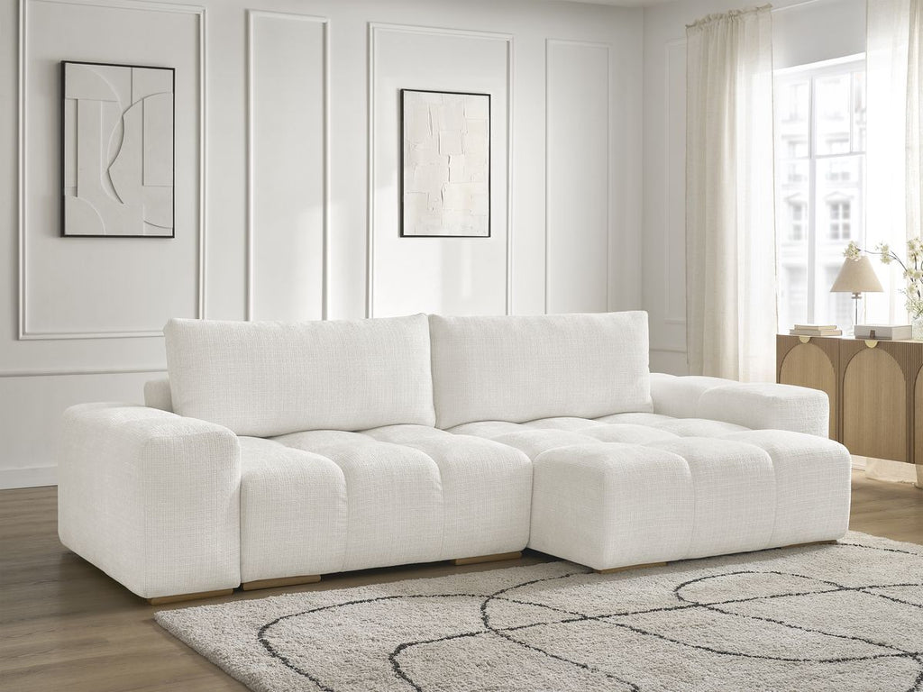 Anakin - Canapé D'Angle Réversible - Tissu Texturé - 2 Coussins