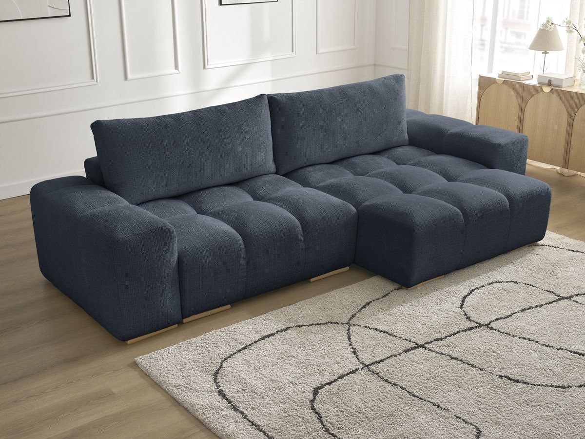 Anakin - Canapé D'Angle Réversible - Tissu Texturé - 2 Coussins