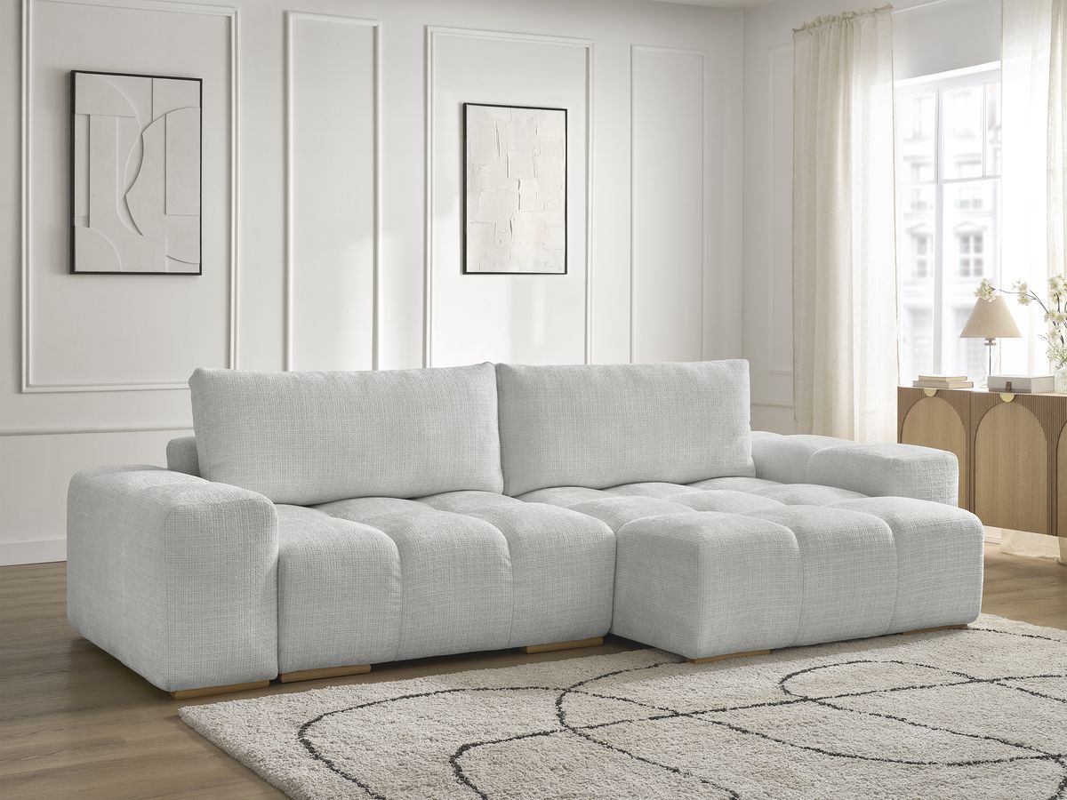Anakin - Canapé D'Angle Réversible - Tissu Texturé - 2 Coussins